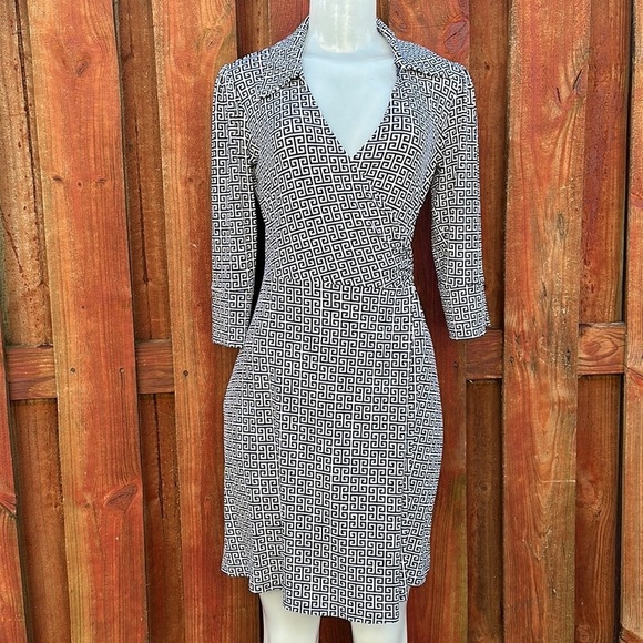 Laundry By Shelly Signal Women's Black/White Patterned Dress Wrap Size XS - Picture 2 of 12